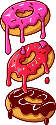 Ba chiếc bánh donut phủ kem ngọt ngào