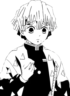 Hình vẽ nhân vật Zenitsu Agatsuma từ anime/manga Demon Slayer với biểu cảm ngạc nhiên, tóc vàng, mặc áo haori họa tiết tam giác.
