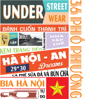 Thiết kế collage Hà Nội 36 Phố Phường, ẩm thực và biểu tượng