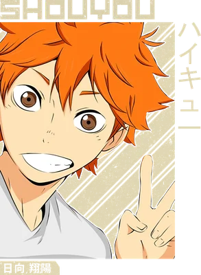Hình ảnh nhân vật anime tóc cam với biểu cảm vui vẻ, giơ hai ngón tay theo ký hiệu hòa bình.