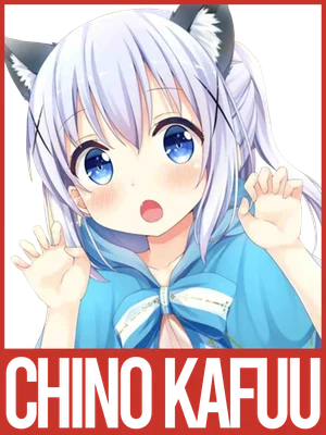 Hình ảnh cô gái anime tóc tím tai mèo, mắt xanh to tròn, mặc áo khoác xanh, biểu cảm ngạc nhiên.