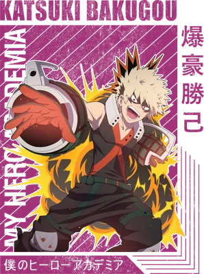 Hình ảnh Katsuki Bakugo từ anime My Hero Academia, đang chuẩn bị tấn công với quả lựu đạn.