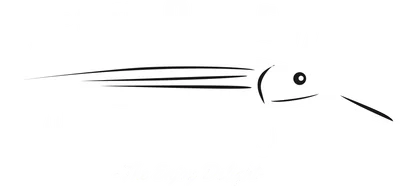 Hình ảnh mồi câu cá màu trắng với hai lưỡi câu, có chữ 'CATH AND EAT' và '-The Enjoy Delight-' trên nền xám.