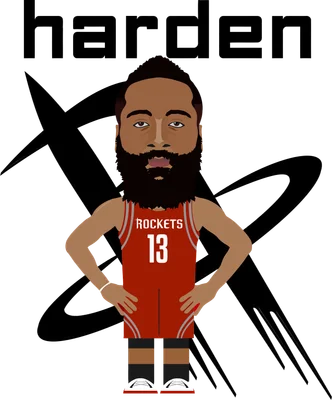 Hình vẽ chibi James Harden mặc áo số 13 của đội Rockets, với chữ 'harden' phía trên.